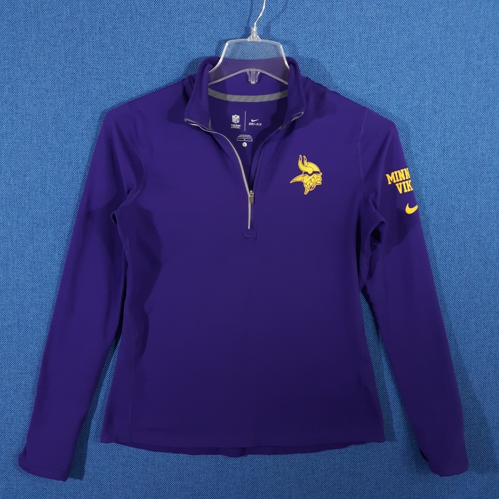 Nike Minnesota Vikings Sweatshirt Womens Large 1/4 Zip Purple Thumbholes
